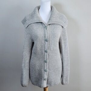 Kenneth Cole Cardigan Sweater Womens Small Gray Shawl Collar Button Up Jasmine